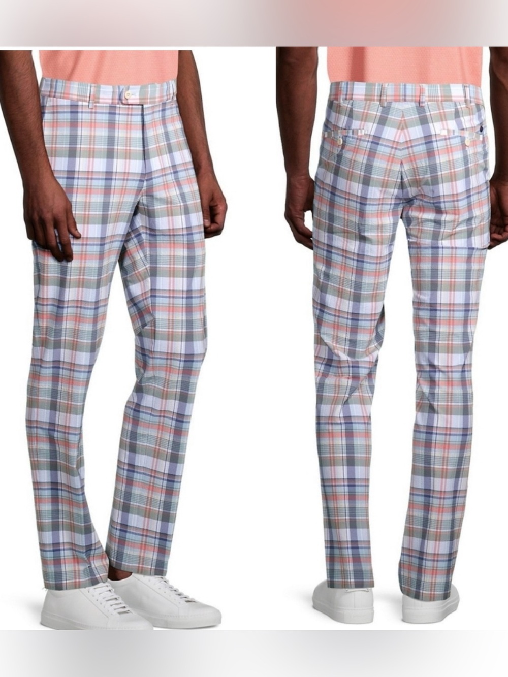 NWT PeterMillar Crown Crafted Matlock Seersucker Madras Plaid Pants 33/32